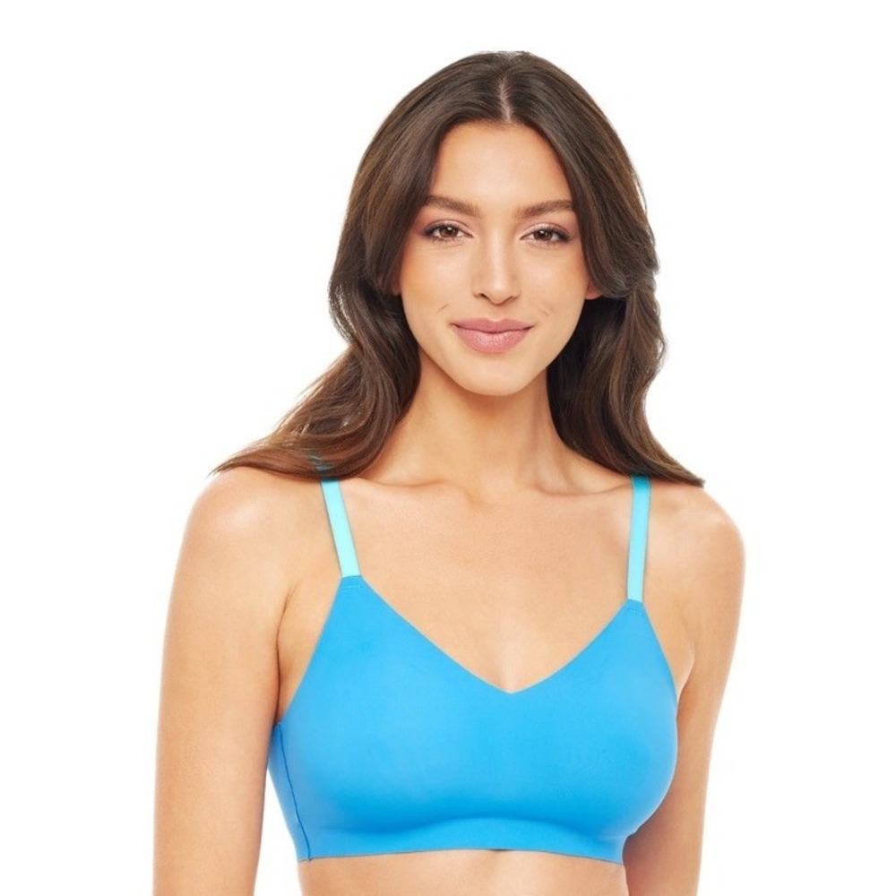 No‎ Boundaries Bonded Bralette V-Neck Padded Wirefree Blue Teal Juniors XL